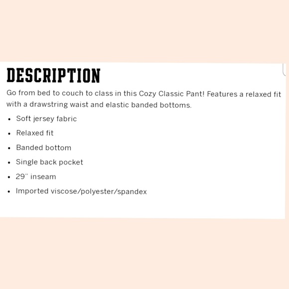 VICTORIA'S SECRET PINK ...NEW! COZY CLASSIC PANT - Picture 4 of 6
